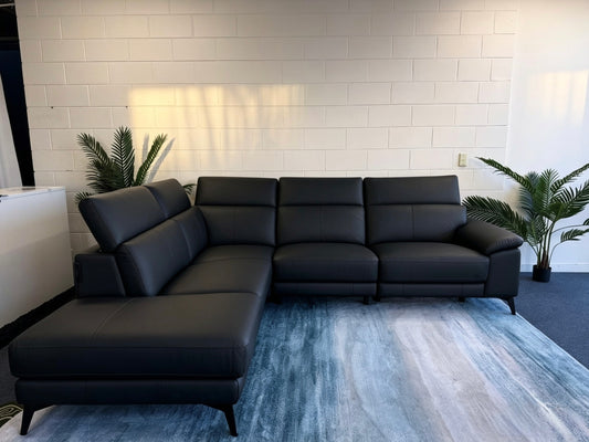 MILANO genuine leather L-shape suite with electric recliner, view 2