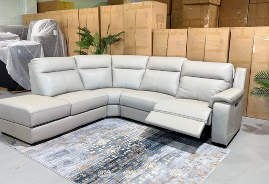 ASPEN 4 seater genuine leather corner sofa with electric recliner