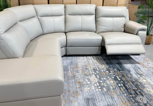 ASPEN 4 seater genuine leather corner sofa with electric recliner, view 2