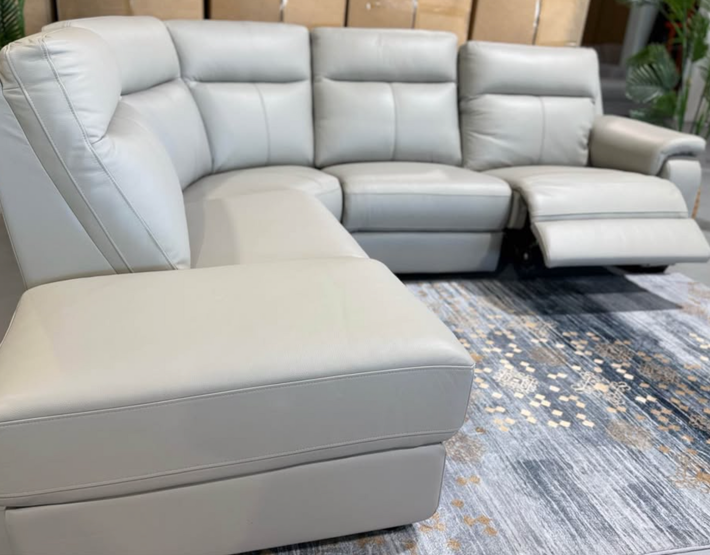 ASPEN 4 seater genuine leather corner sofa with electric recliner, view 4