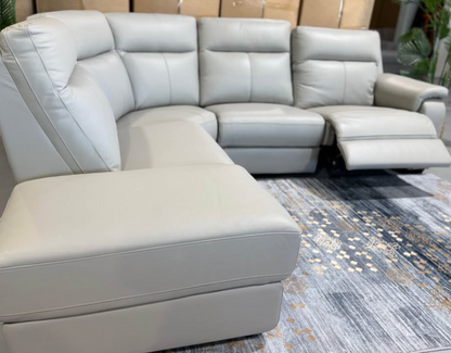 ASPEN 4 seater genuine leather corner sofa with electric recliner, view 4