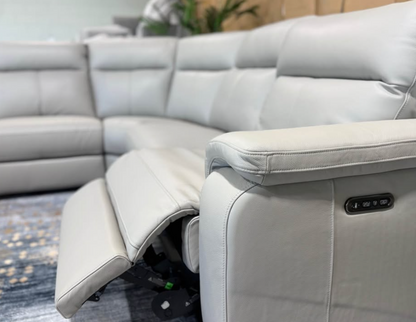 ASPEN 4 seater genuine leather corner sofa with electric recliner, view 3