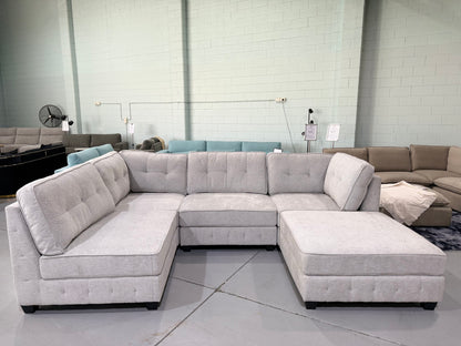 ZAYLAN modular sectional couch in light grey glamour fabric, view 7