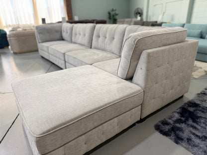 ZAYLAN modular sectional couch in light grey glamour fabric, view 11