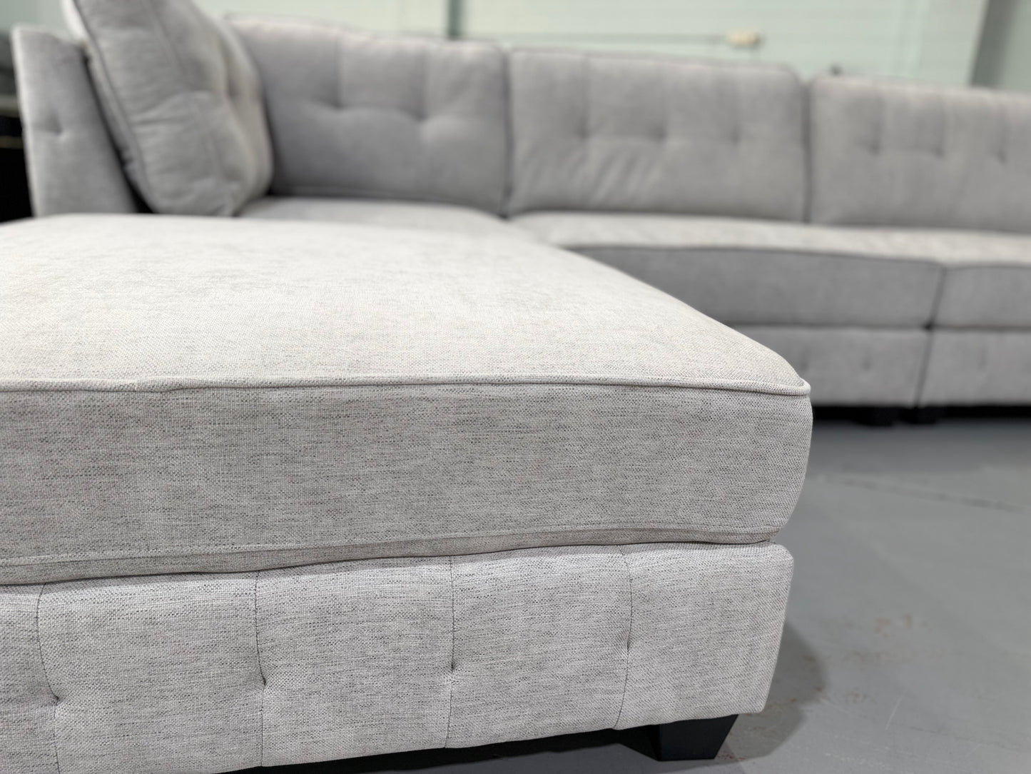 ZAYLAN modular sectional couch in light grey glamour fabric, view 8