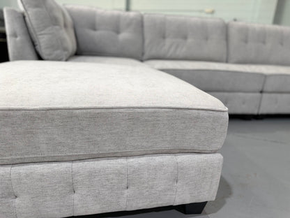 ZAYLAN modular sectional couch in light grey glamour fabric, view 8