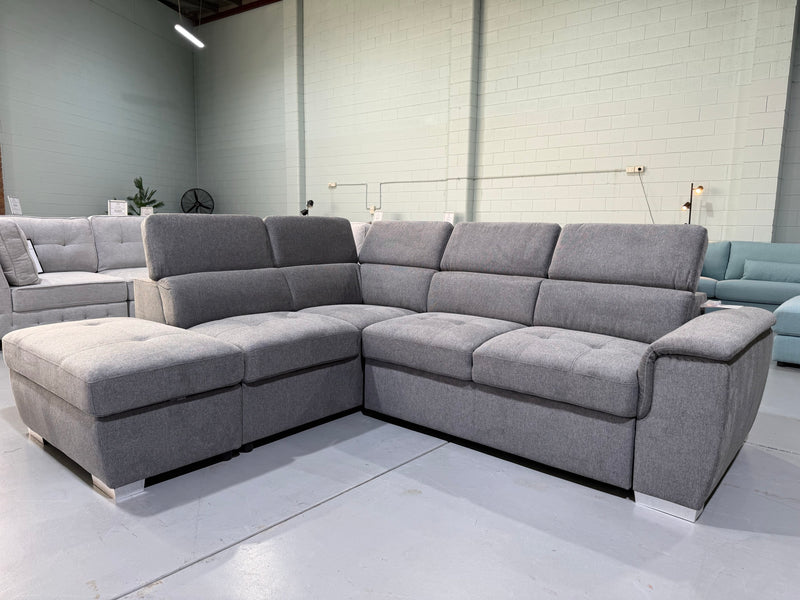 BELFAST 4 Seater Fabric Corner Sofa Bed with Storage Chaise and Ottoman