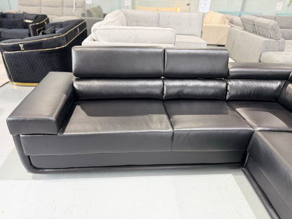 BETTY black PU leather corner sofa, full view