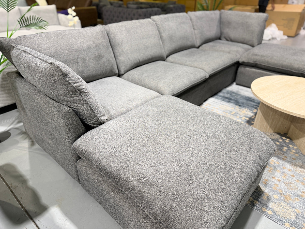 BRIGHTON six piece modular lounge set in dark grey