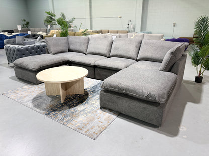 BRIGHTON dark grey modular lounge with ottomans arranged as a corner