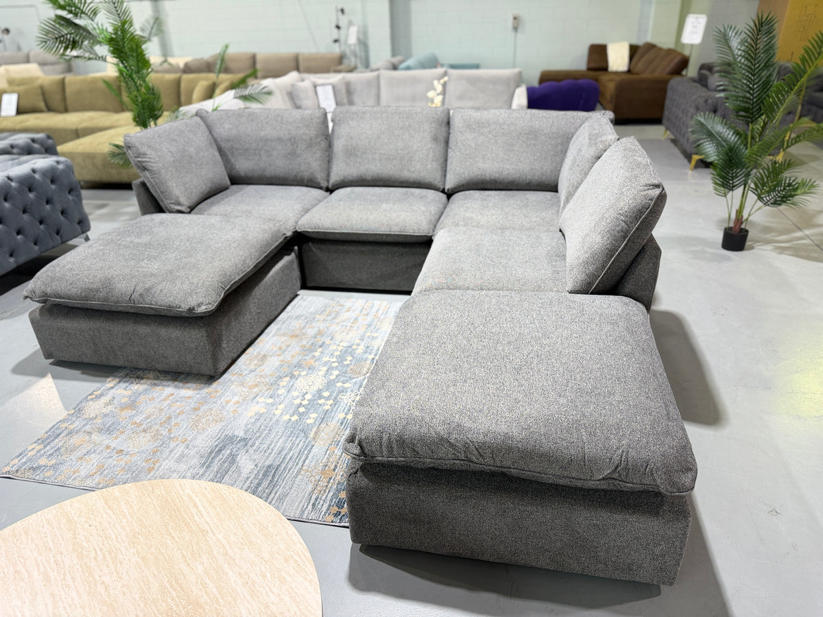 BRIGHTON 95cm x 95cm ottoman in dark grey fabric