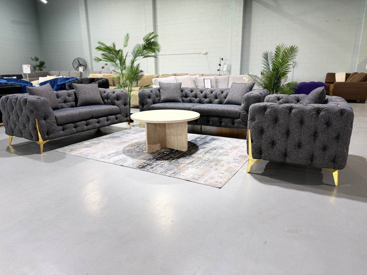 DIORA two-tone boucle Chesterfield 3 seater sofa