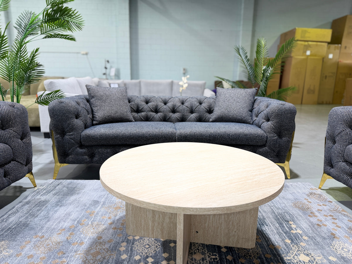 DIORA Chesterfield 2 seater sofa in two-tone boucle