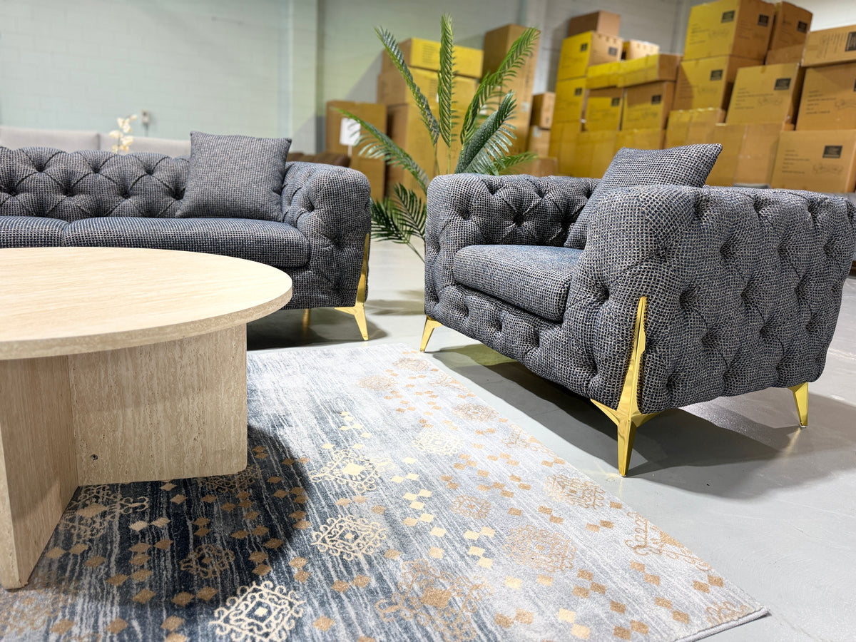 DIORA Chesterfield sofa set, angled view