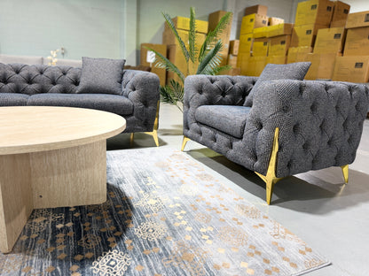 DIORA Chesterfield sofa set, angled view