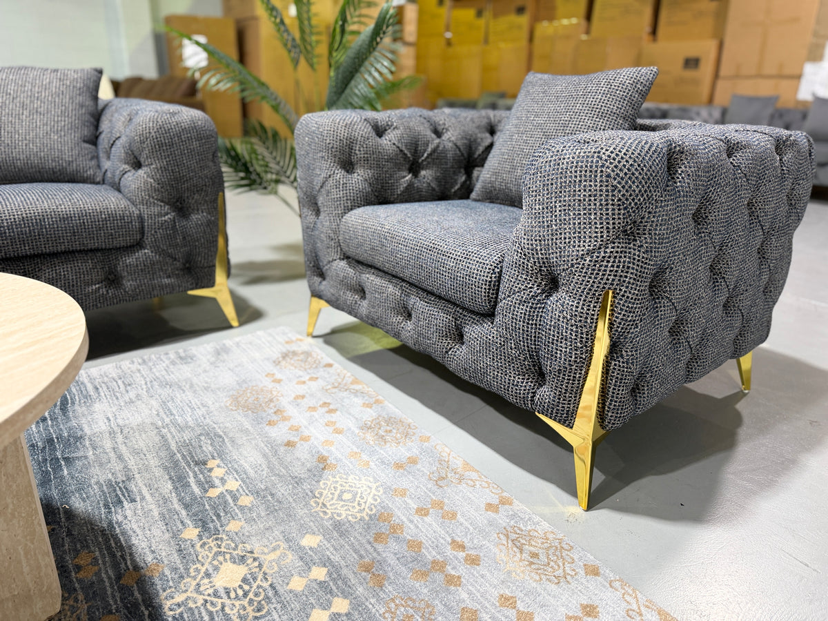 DIORA boucle Chesterfield seat cushion detail
