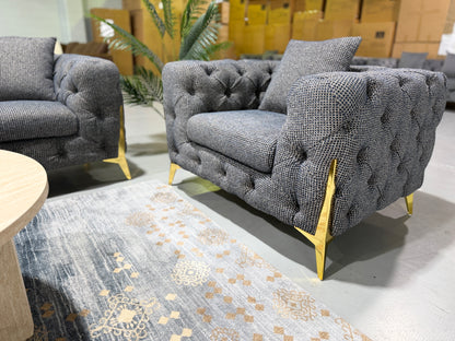 DIORA boucle Chesterfield seat cushion detail