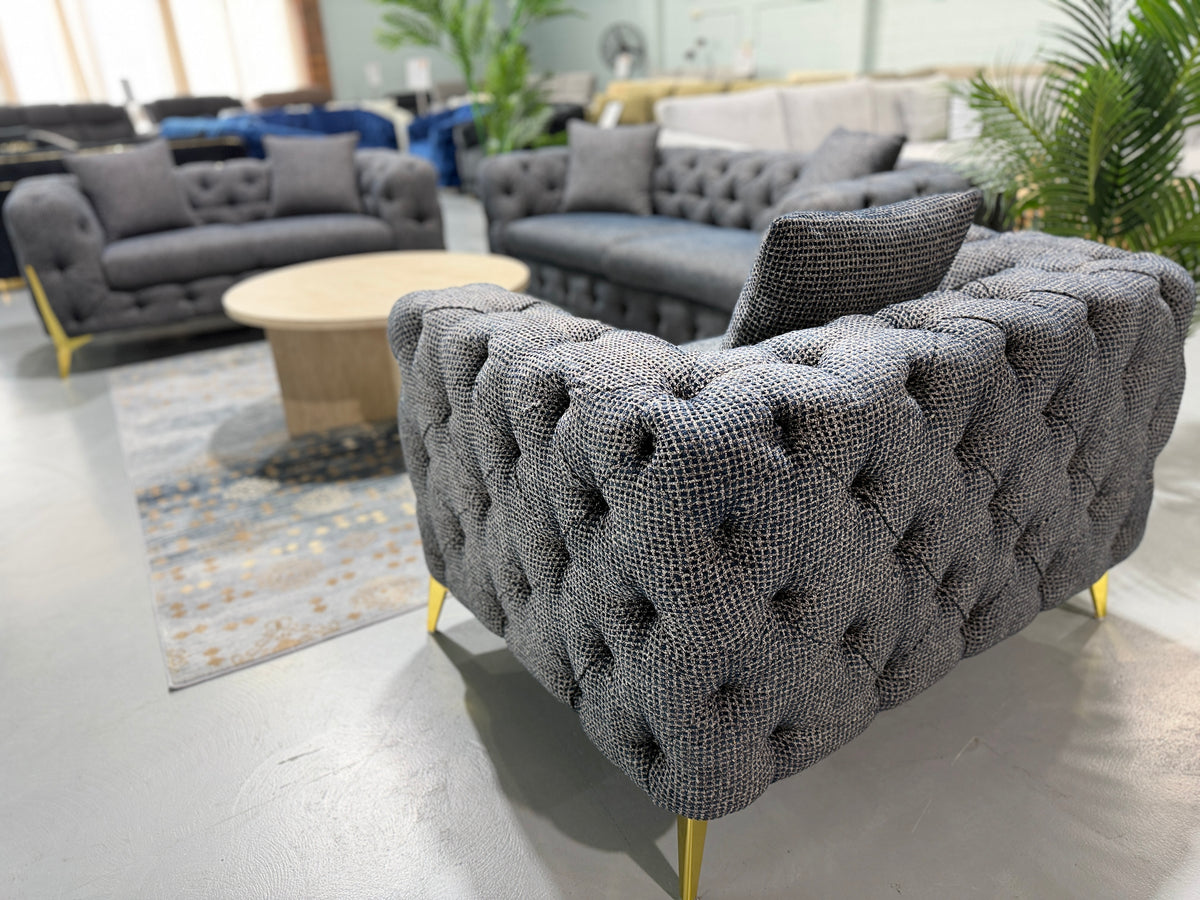 DIORA boucle Chesterfield lounge suite, full set
