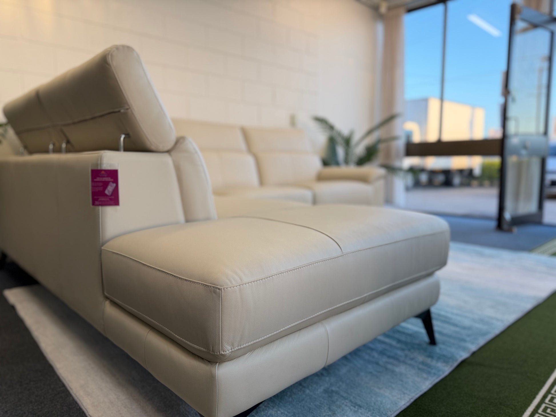 MILANO genuine leather L-shape suite with electric recliner, view 9