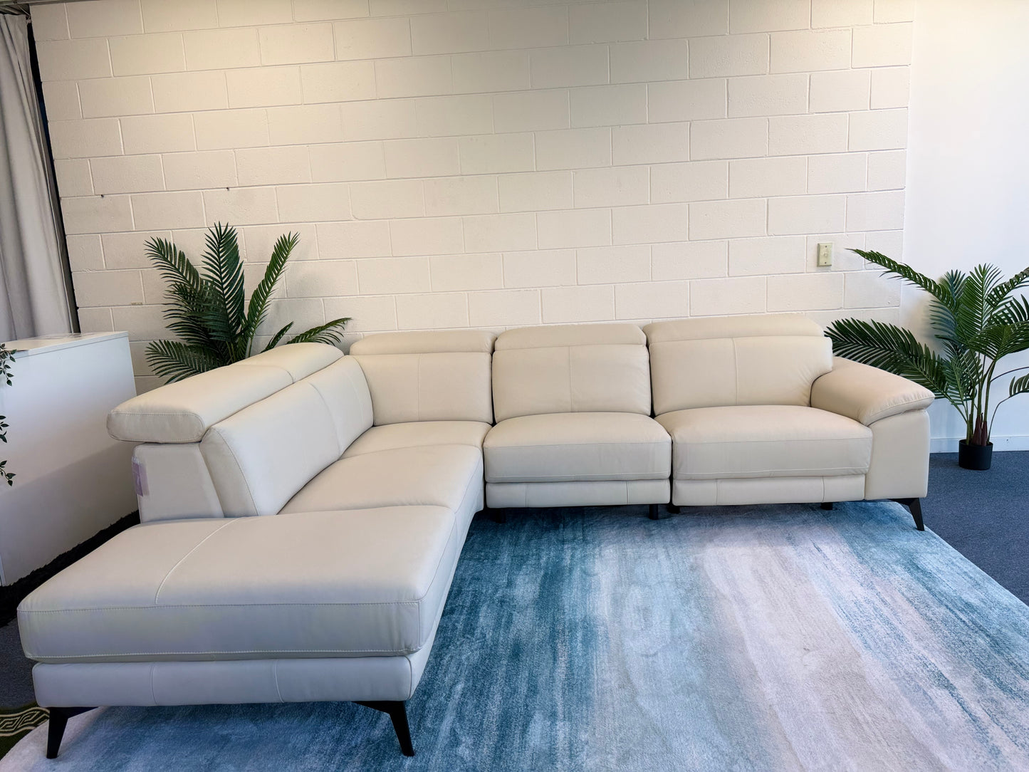 MILANO genuine leather L-shape suite with electric recliner, view 8