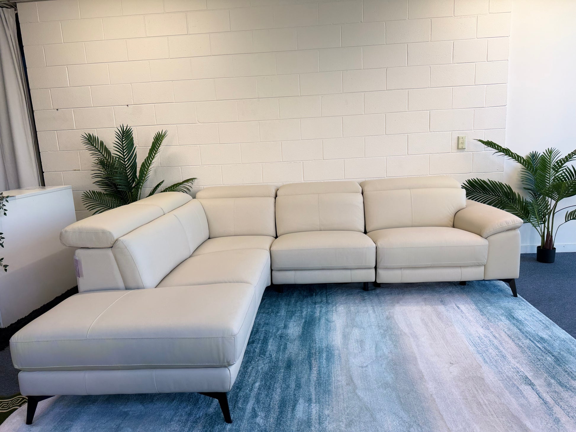 MILANO genuine leather L-shape suite with electric recliner, view 8