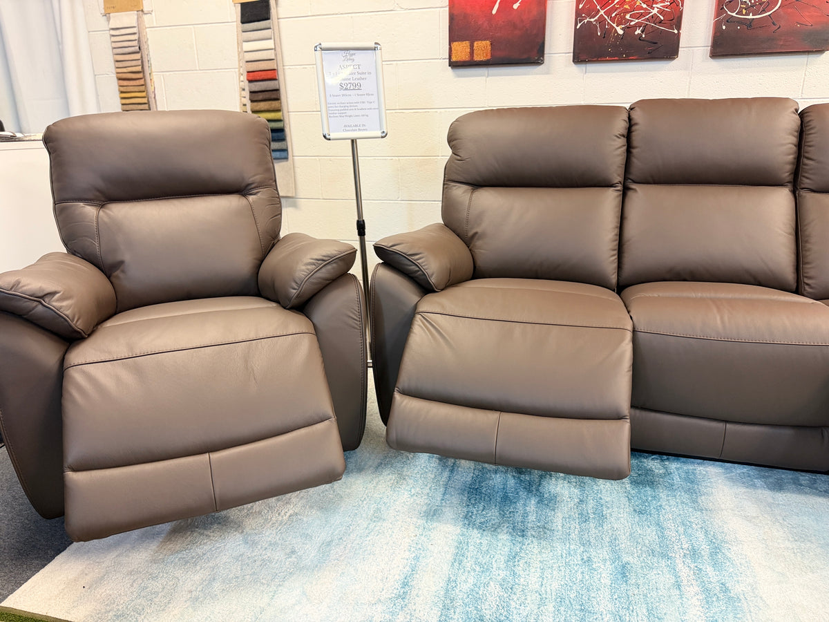 ASPECT genuine leather grain close-up, chocolate brown
