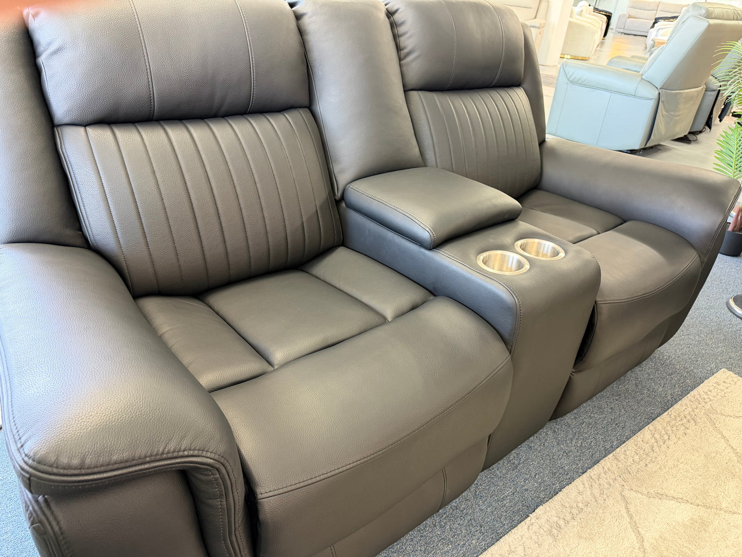 HENNESSY manual leather 3+2+1 recliner suite, view 6