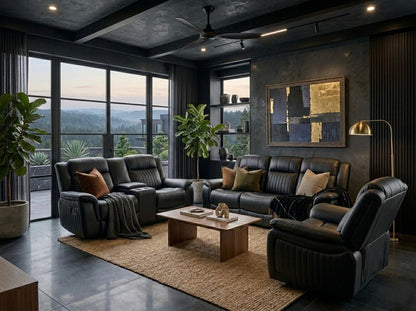 HENNESSY manual leather 3+2+1 recliner suite