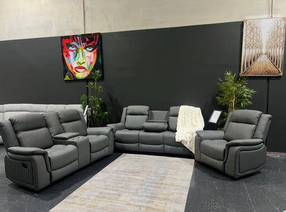 HENNESSY manual leather 3+2+1 recliner suite, view 3