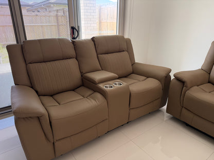 HENNESSY manual leather 3+2+1 recliner suite, view 14