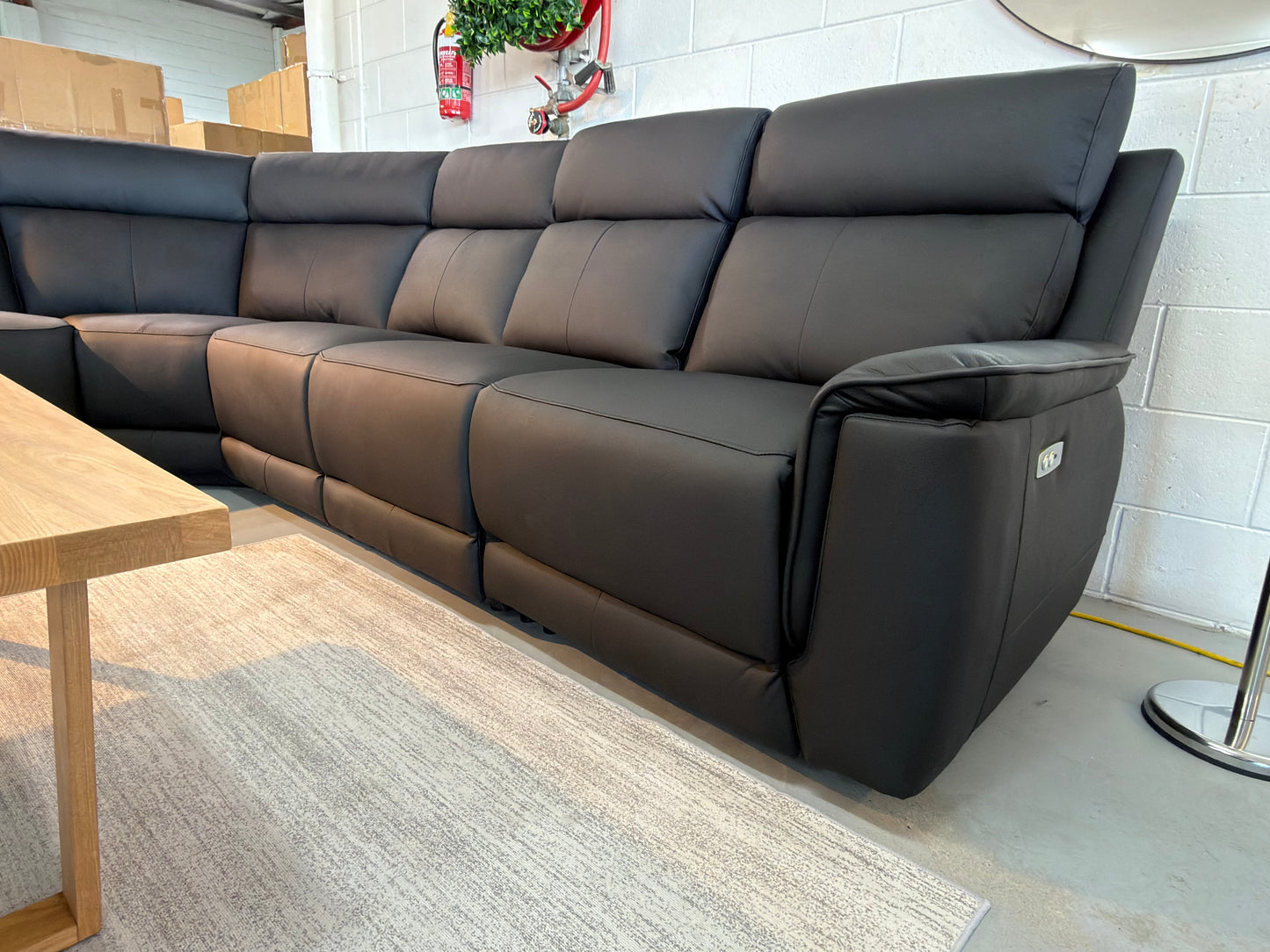HIWA leather electric recliner corner lounge suite, view 3