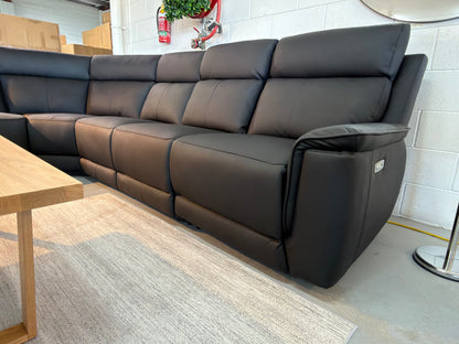 HIWA leather electric recliner corner lounge suite, view 3