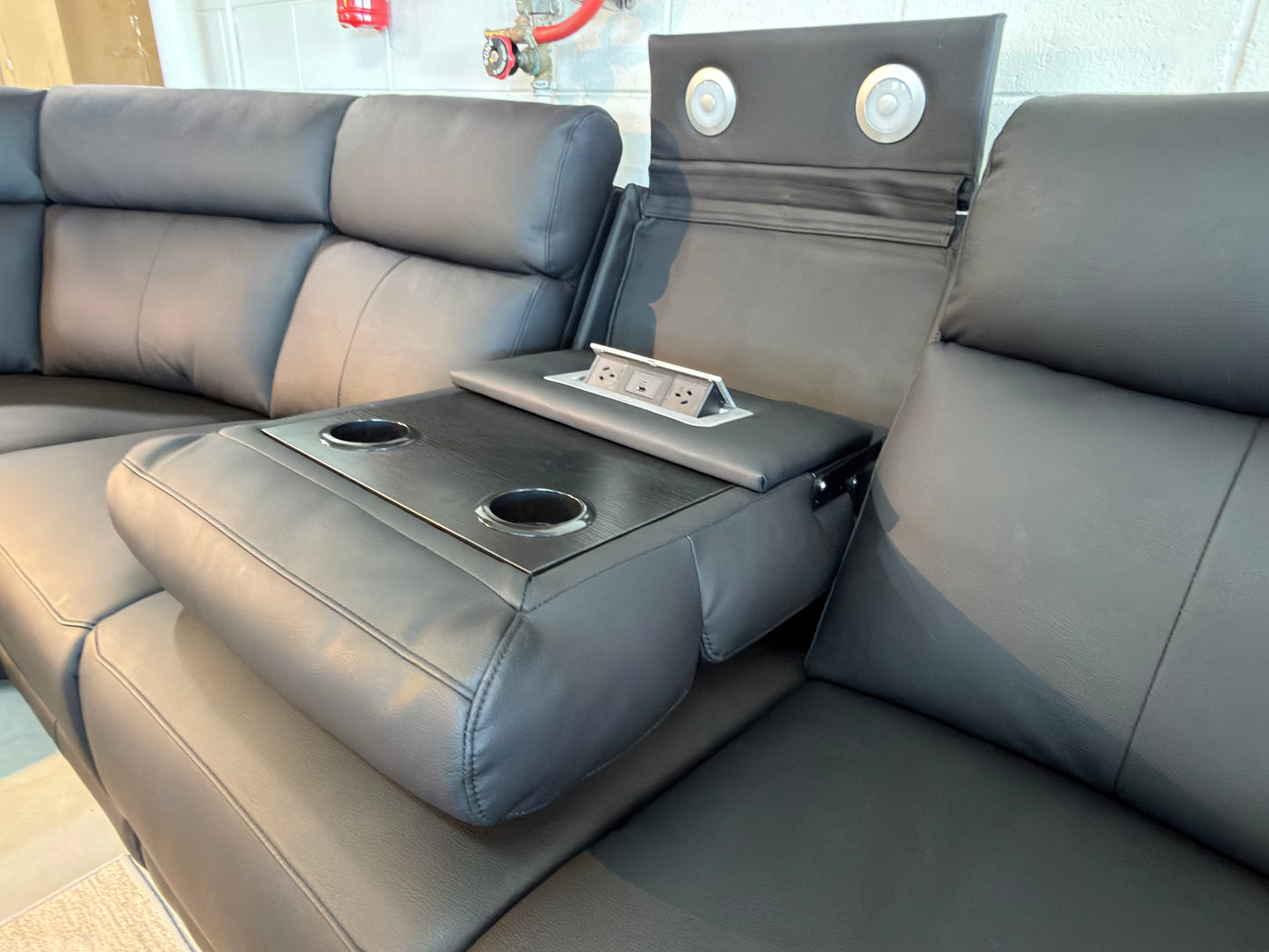 HIWA leather electric recliner corner lounge suite, view 6