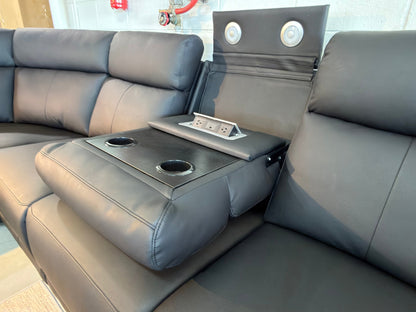 HIWA leather electric recliner corner lounge suite, view 6