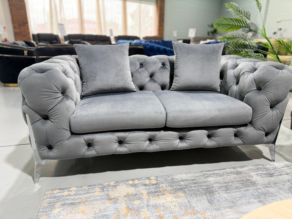 LUX CHESTERFIELDS GREY VELVET 3+2+1