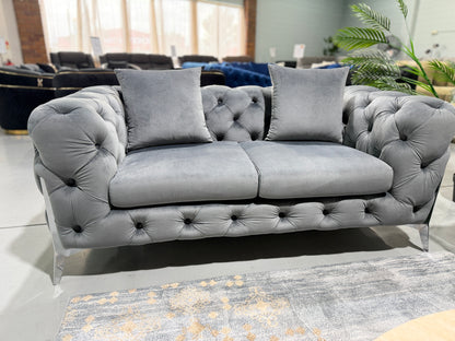 LUX CHESTERFIELDS GREY VELVET 3+2+1