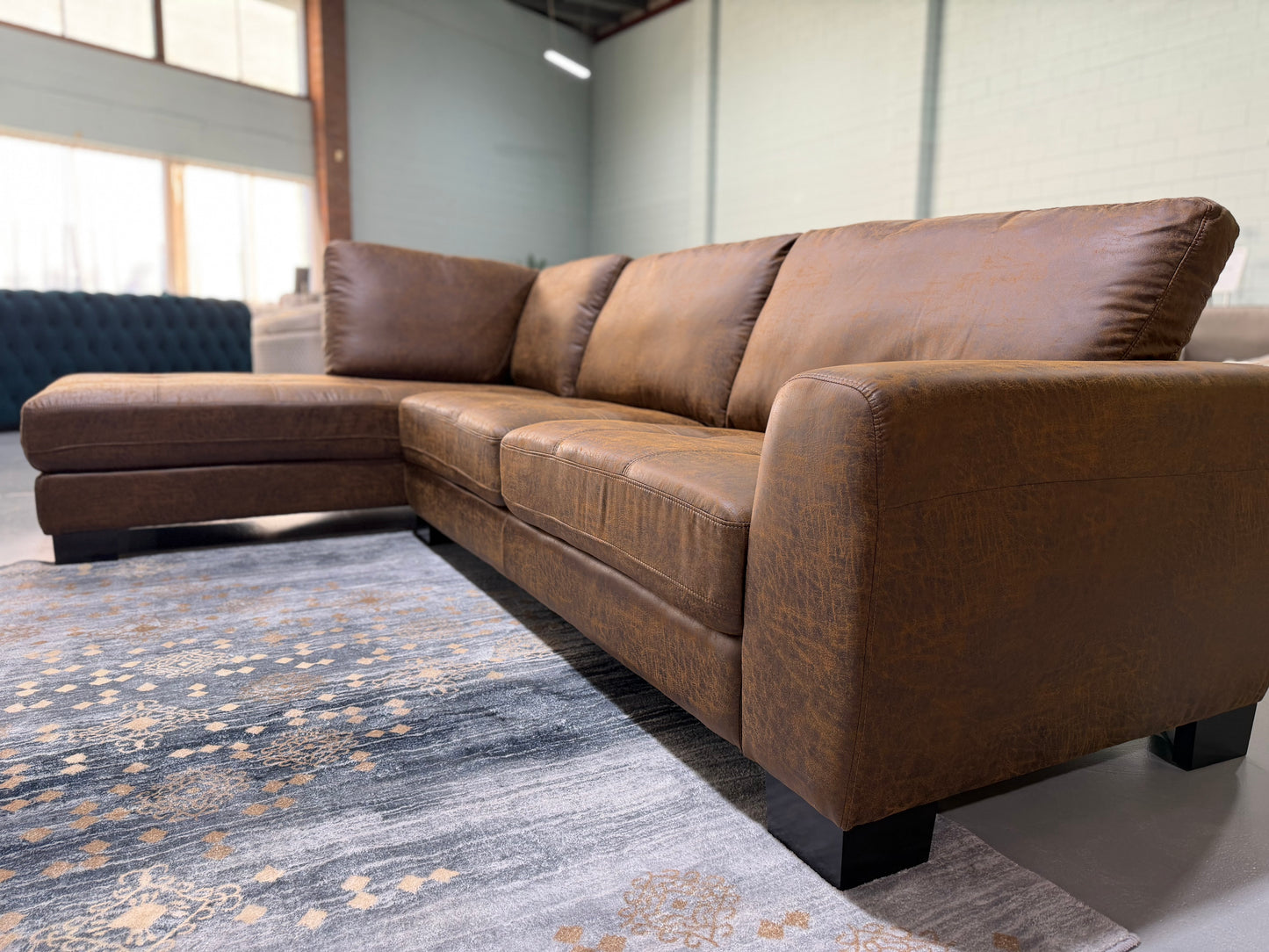 NEW YORK L-shape lounge with chaise in tan suede, view 3