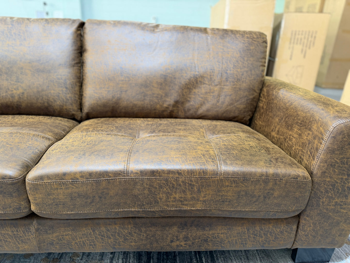 NEW YORK L-shape lounge with chaise in tan suede, view 7