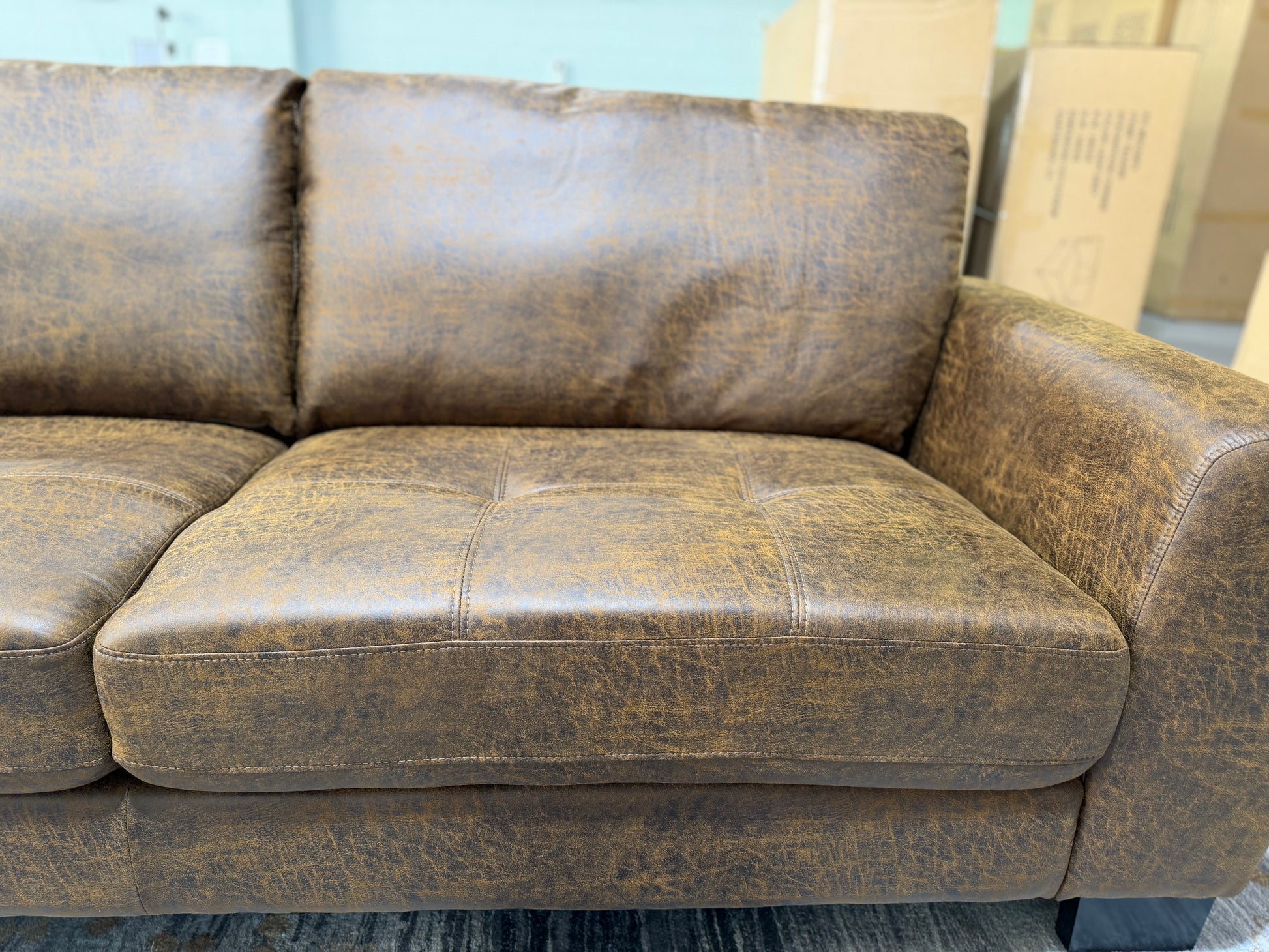 NEW YORK L-shape lounge with chaise in tan suede, view 7