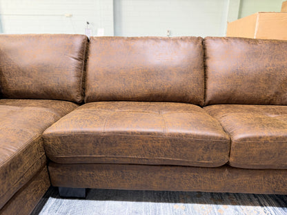 NEW YORK L-shape lounge with chaise in tan suede, view 6
