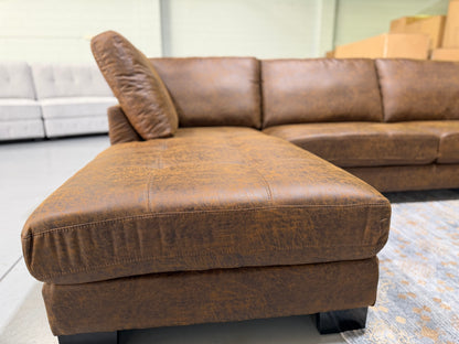 NEW YORK L-shape lounge with chaise in tan suede, view 8