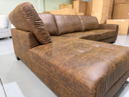 NEW YORK L-shape lounge with chaise in tan suede, view 4