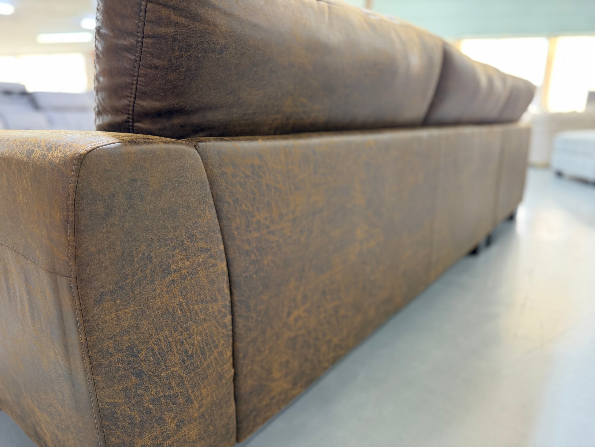 NEW YORK L-shape lounge with chaise in tan suede, view 5