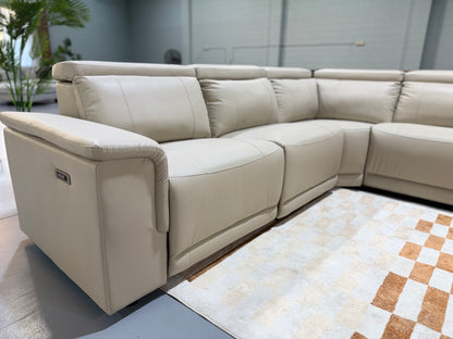ROMA leather sectional with dual-motor electric recliners, view 6