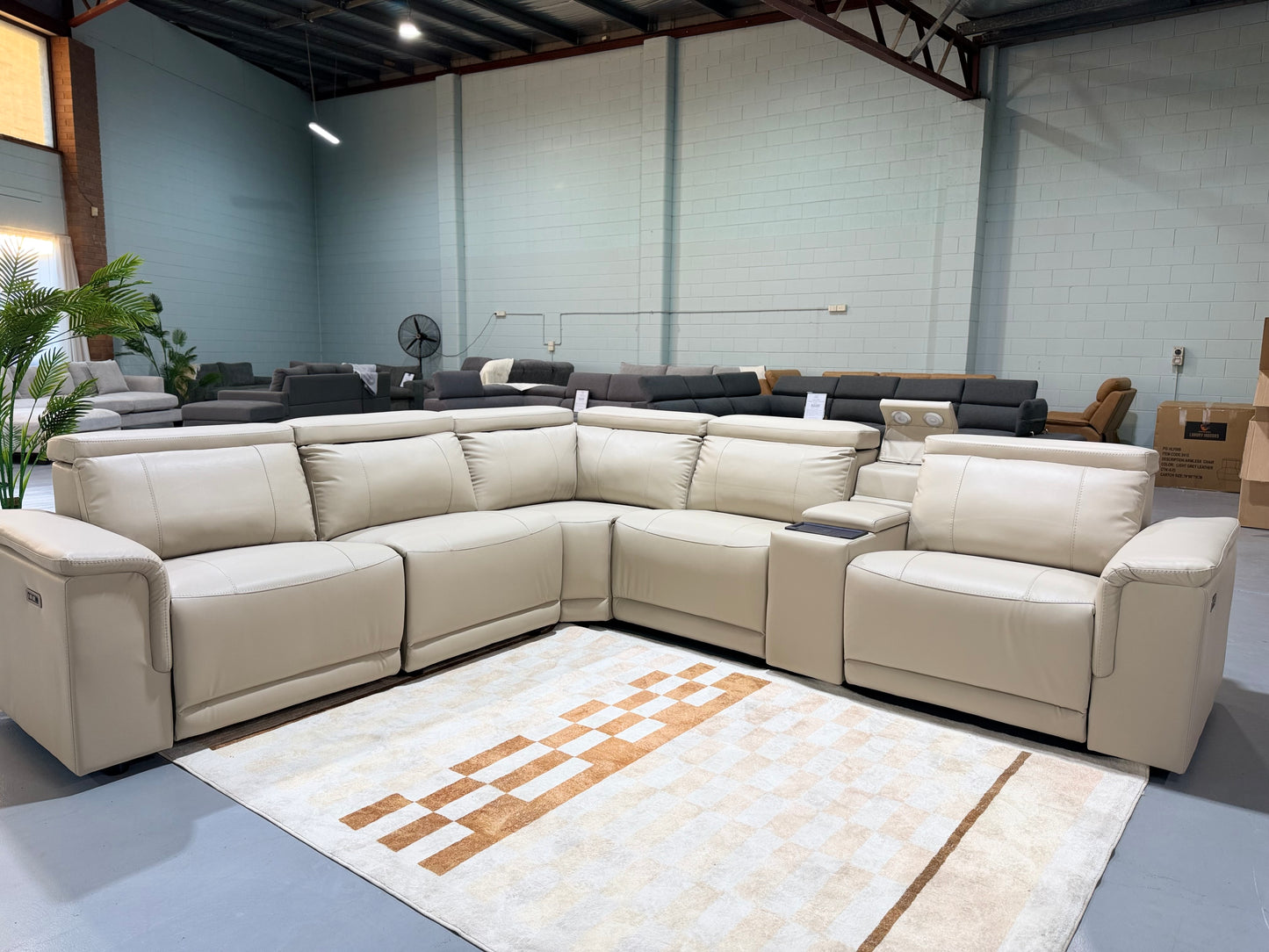 ROMA leather sectional with dual-motor electric recliners, view 2