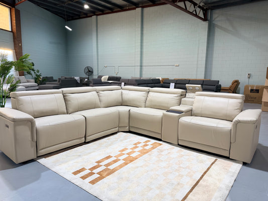 ROMA leather sectional with dual-motor electric recliners, view 2