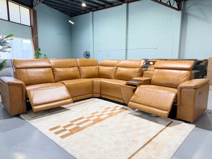 ROMA leather sectional with dual-motor electric recliners