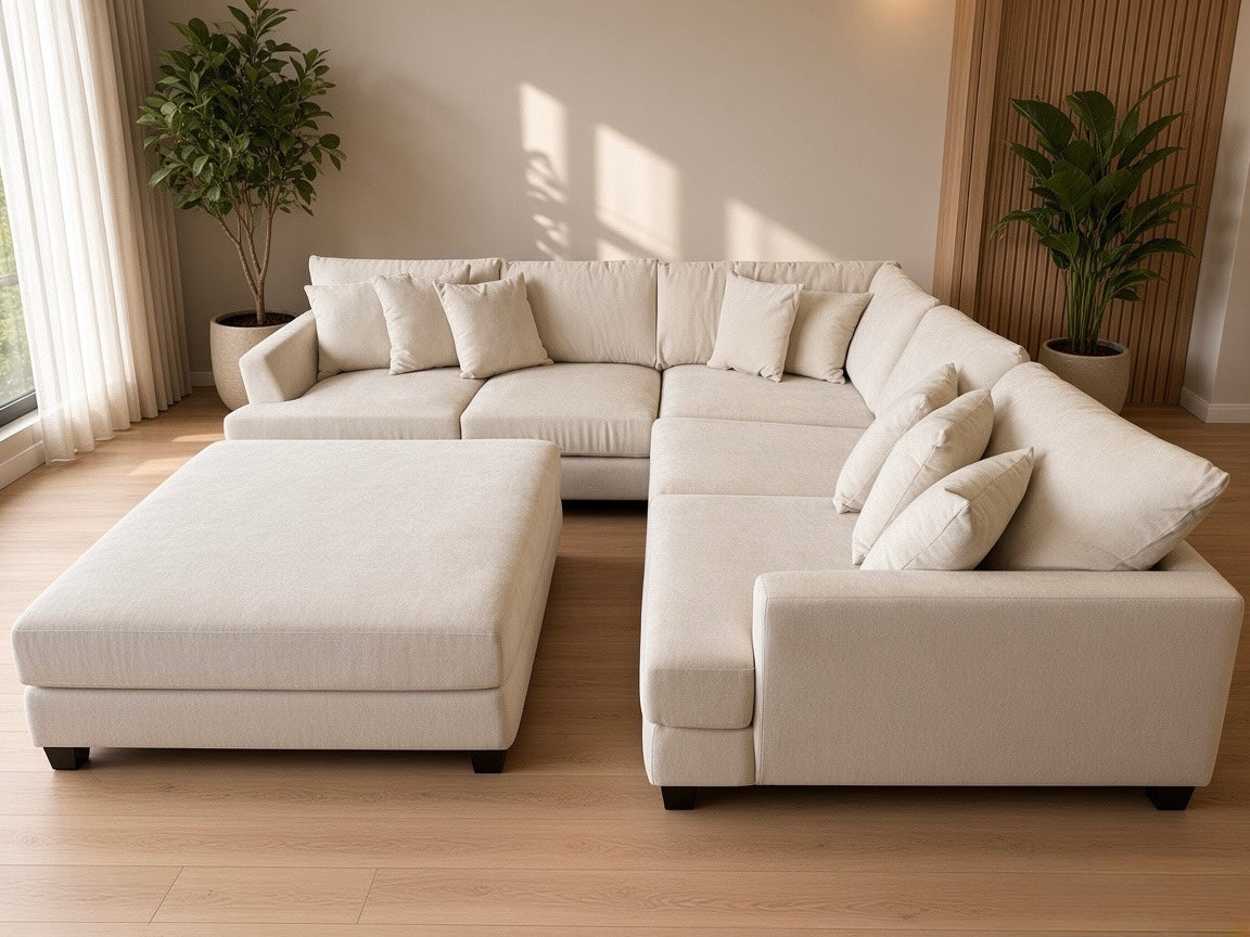 SEABROOK L-shape corner lounge suite with ottoman, view 6
