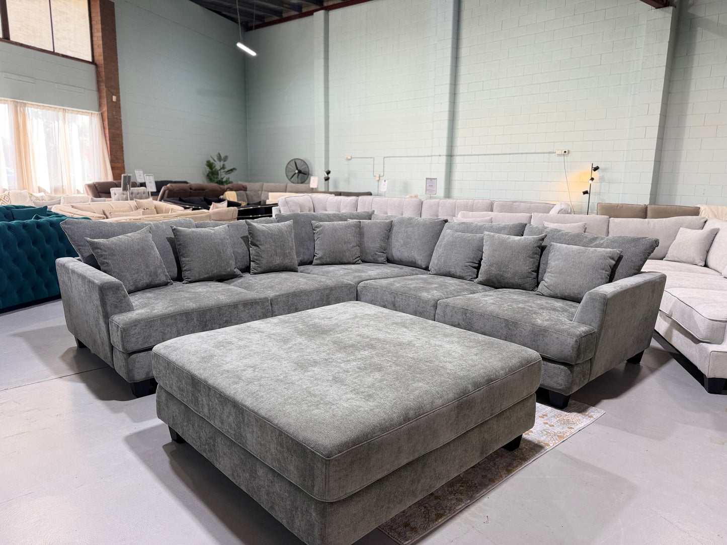 SEABROOK L-shape corner lounge suite with ottoman, view 2