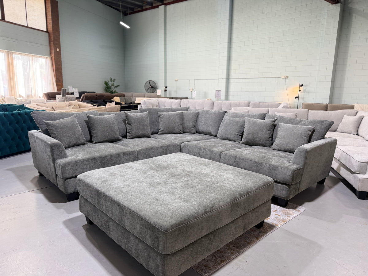 SEABROOK L-shape corner lounge suite with ottoman, view 2